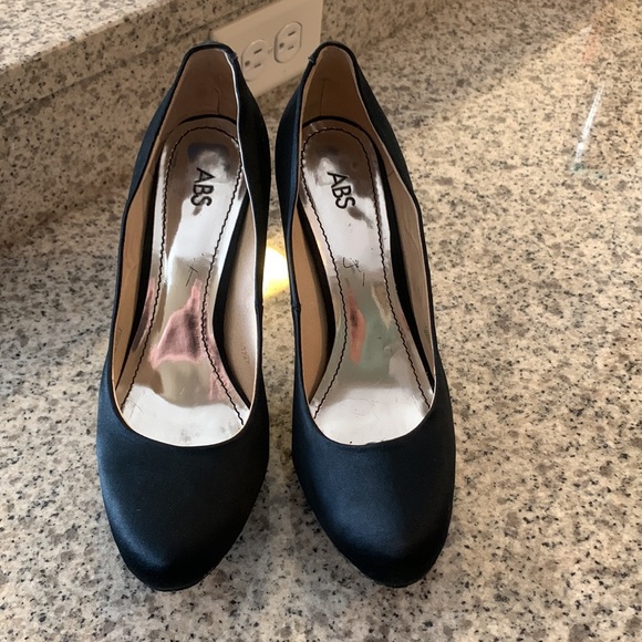 ABS Black Satin Platform Heels - Picture 1 of 6